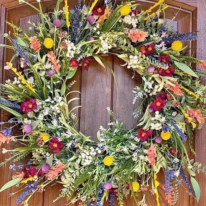 Guirlande De Porte Printemps été Pour Porte D'entrée, Couronne De Printemps De Fleurs Sauvages Artificis Guirlande Decorative Polyvalente Guirlande 97468096 Guirlande De Porte Printemps été Pour Porte D'entrée, Couronne De Printemps De Fleurs Sauvages Artificis Guirlande Decorative Polyvalente Guirlande 97468096