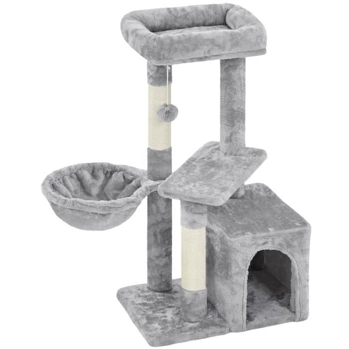 Comparer les prix de Yaheetech Petit Arbre à Chat Multiniveau Tour pour Chat avec Poteaux Griffoir Cordes Sisal Arbre à Grimper 87cm Gris Clair