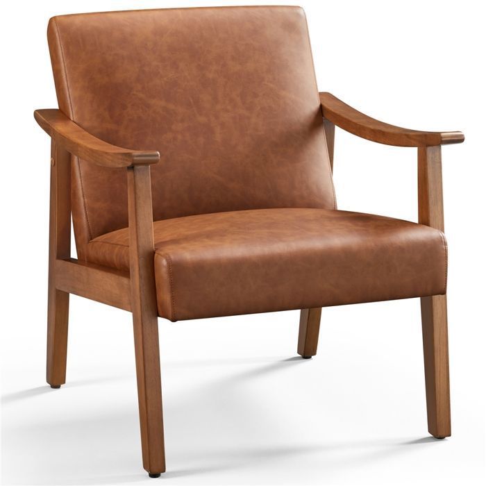 Yaheetech Fauteuil de Salon Similicuir-Pieds Bois réglables-Testé SGS- Canapé Rembourré Charge 136kg Marron Clair Style Rétro Yaheetech Fauteuil de Salon Similicuir-Pieds Bois réglables-Testé SGS- Canapé Rembourré Charge 136kg Marron Clair Style Rétro