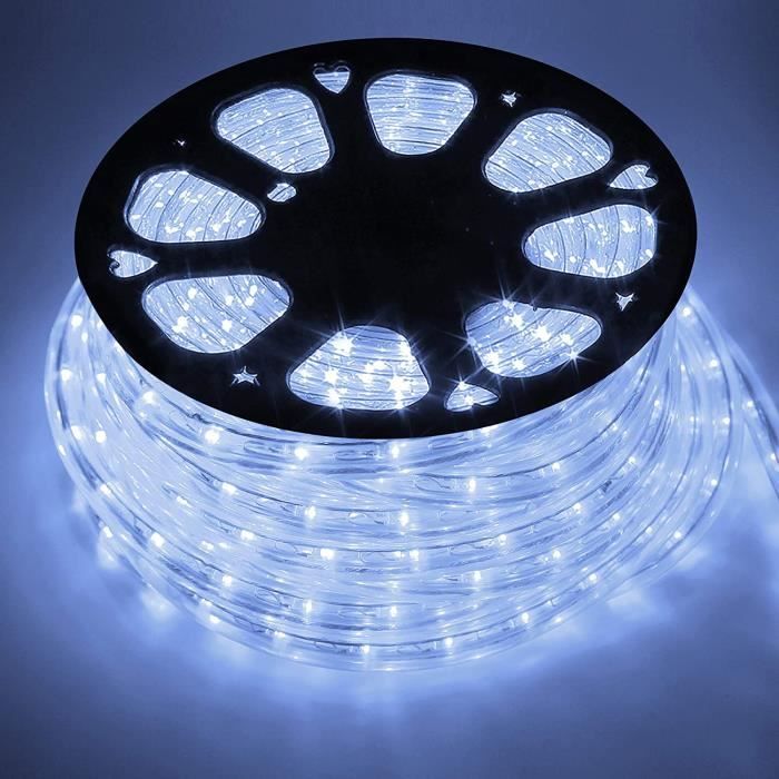 Tube lumineux 20m, 8 modes, 400 LED blanc froid, haute luminosité