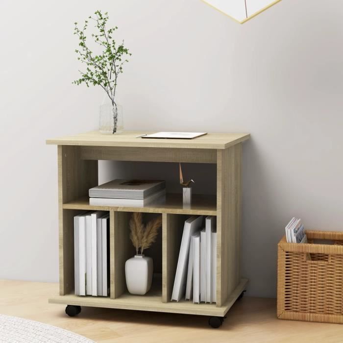 VidaXL Armoire à Roulettes Chêne Sonoma 72x33x42,5cm - Meuble De Rangement Bois D'Ingénierie Avec 4 Roues
