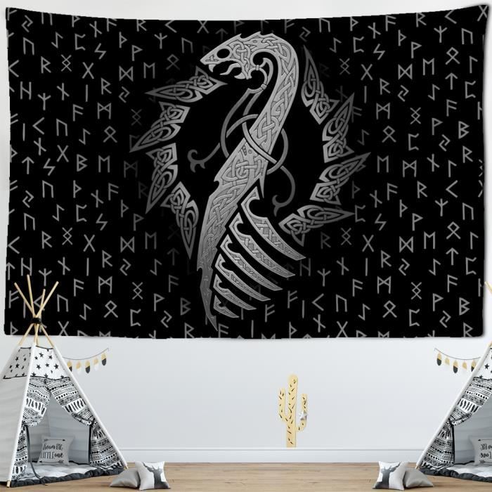 Tapisserie Murale Psychédélique 150x100 Cm - Motif Nœud Celtique Vert - Tissu Polyester - Décoration Chambre Salon