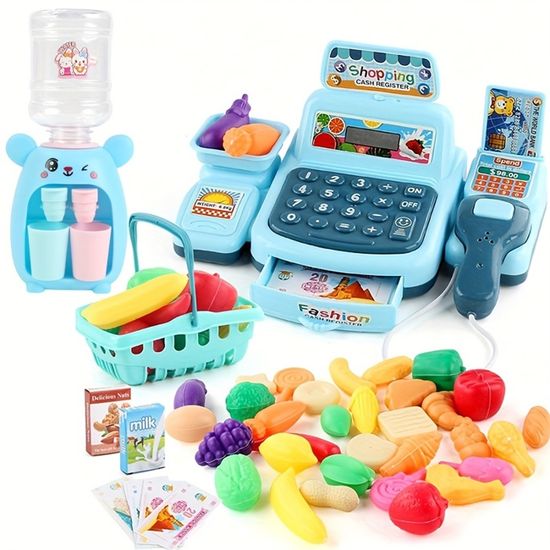 Caisse Enregistreuse Enfant – 40 Pièces, Son, Micro, Thème Pâtisserie, Rose, Jeu De Rôle