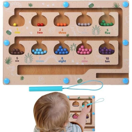 Labyrinthe Magnétique Montessori En Bois - Jeu éducatif Chiffres Et Couleurs Pour Enfants 3-5 Ans