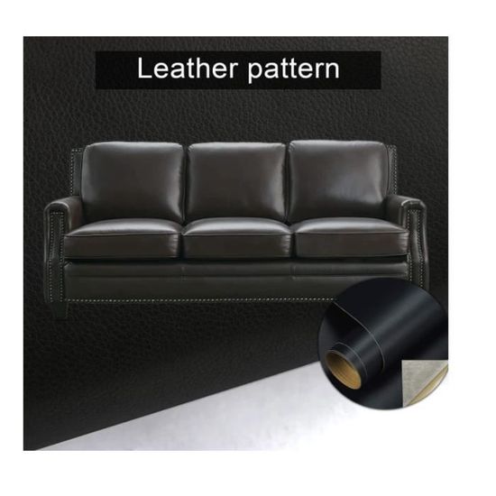 Patch Réparation Cuir 60x137cm - Simili Cuir Autocollant - Pour Canapés, Sièges Auto, Sacs - Noir