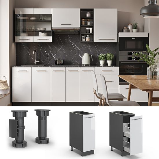 Meuble cuisine Fame-Line, Anthracite-or, 50 cm, PT Anthracite, Vicco