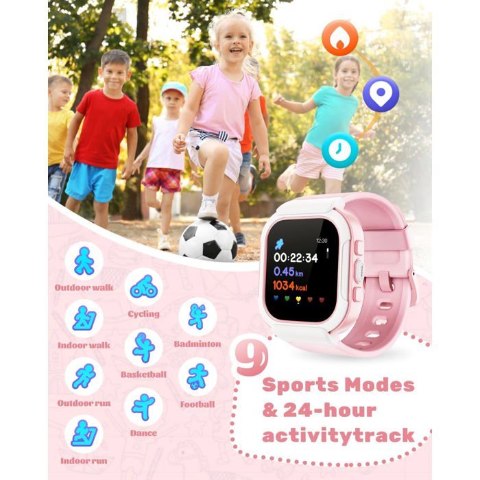 Montre Connectée Enfant Fille Montre Podometre Enfant Non Connectée  Smartwatch Pour 4-12 Ans Montre Sport Android Ios Avec [MON322]