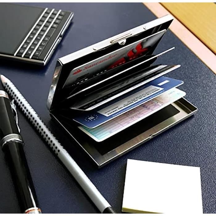 MyGadget Porte-Cartes RFID Bloqueur Aluminium - 10 Cartes - Money Clip - Protection Sans Contact - Noir