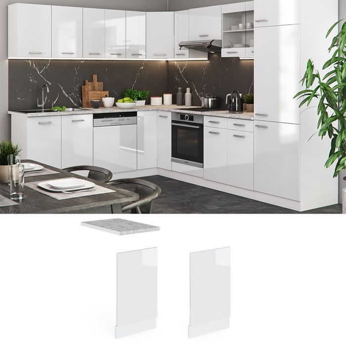 Façade De Lave-vaisselle Vicco R-Line 45 Cm – Couleur Anthracite Et Blanc Brillant