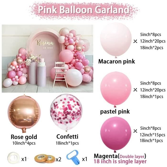 Kit Arche Ballon Rose Violet Bleu,96 Ballon Anniversaire Avec Ballon Étoile,Decoration Anniversaire Fille Gender Reveal Mariage
