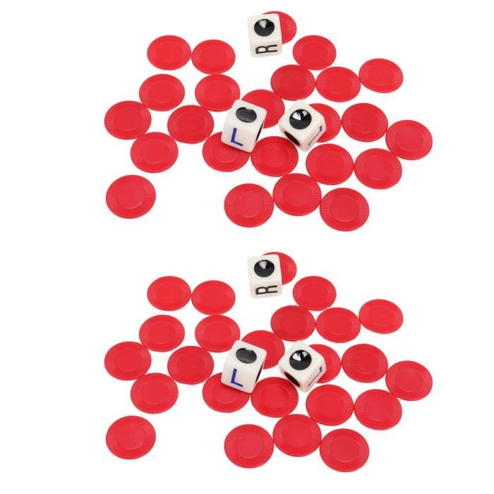 Jeu de dés central gauche droit - VGEBY - Ensemble de 2 ensembles avec 3 dés et 24 jetons