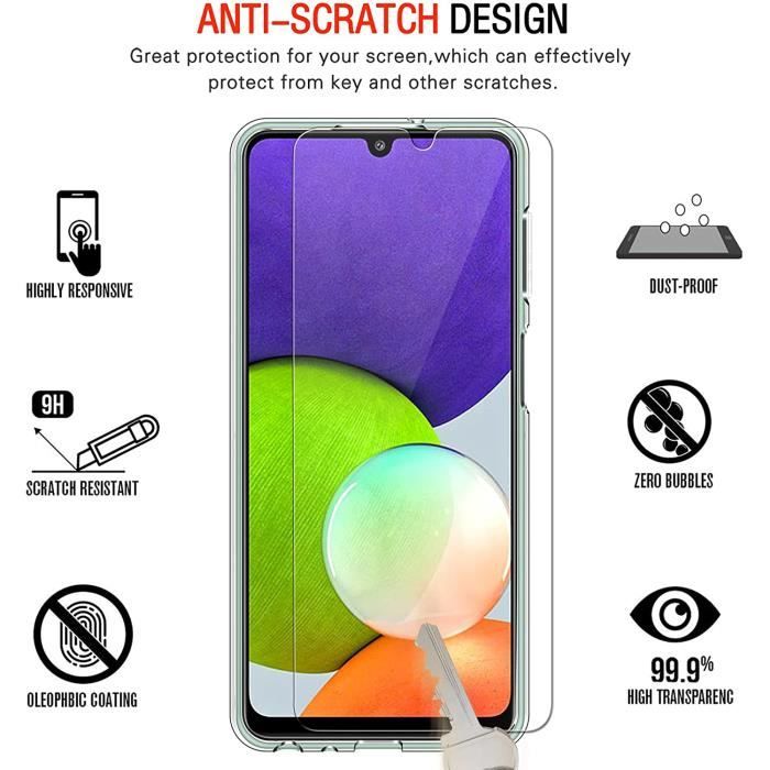 Étui transparent pour Samsung Galaxy A22 4G - Verre de protection d'écran  pour Samsung A22