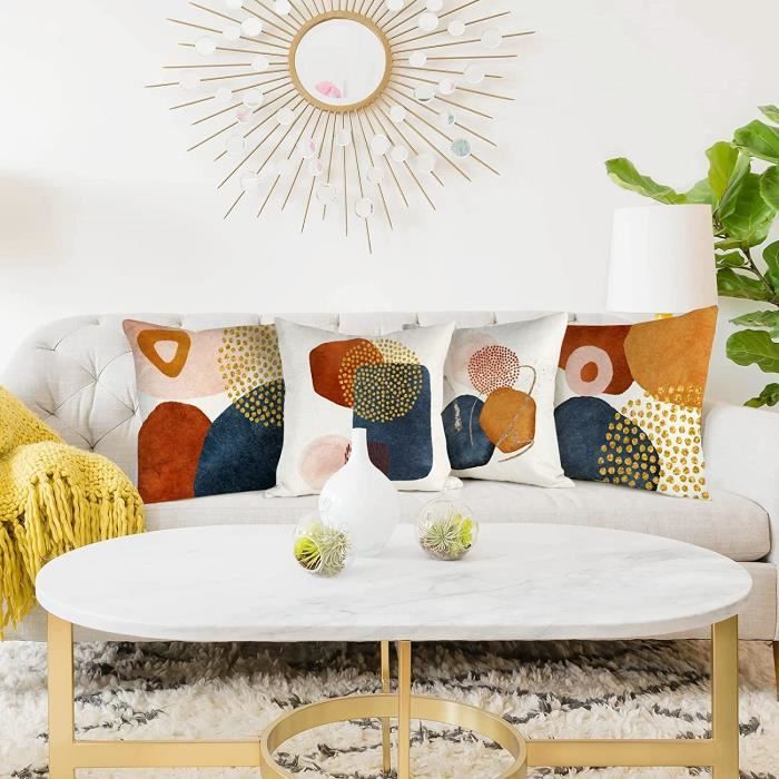 Lot De 4 Housses De Coussin Décoratives 45x45 Cm - Motif Automne, Polyester Doux, Fermeture Éclair Cachée, Pour Salon, Canapé