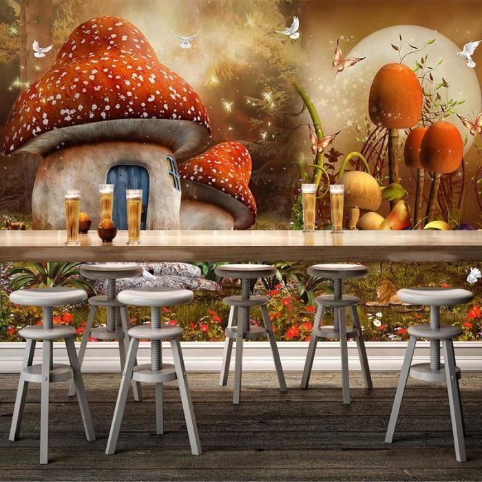 Sticker mural Maison de champignon dessin animé 
