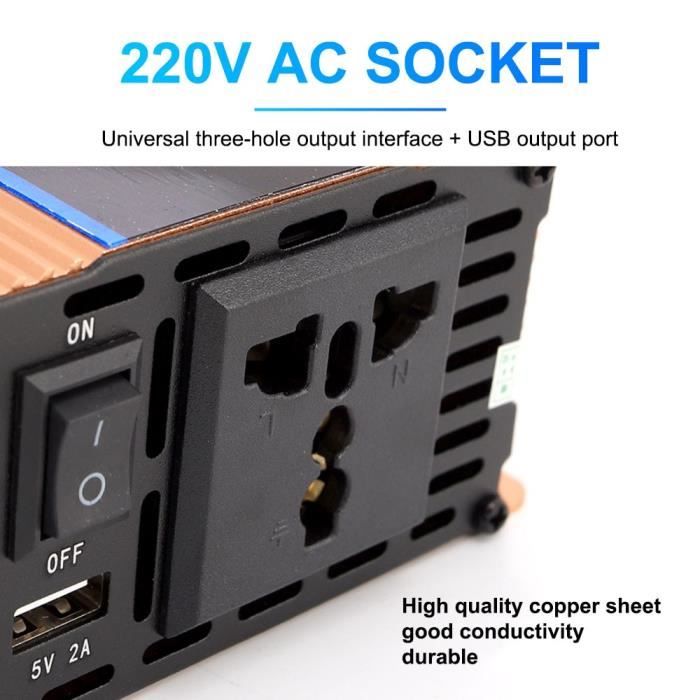 500W 12V à 220 V - Onduleur à onde sinusoïdale modifiée, convertisseur ...