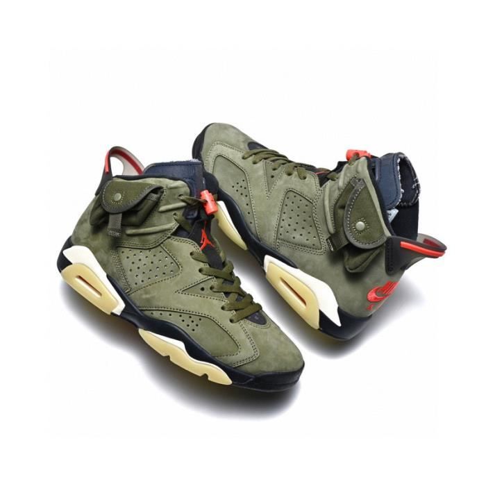 Chaussures de basket Nike Air Jordan 6 Medium Olive Vert Mixte Adulte Cdiscount Sport