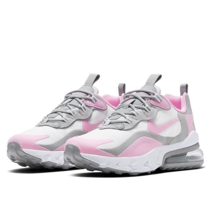 Basket Nike AIR MAX 270 REACT Junior Blanc Gris Rose Textile Lacets Enfant Blanc Cdiscount Chaussures