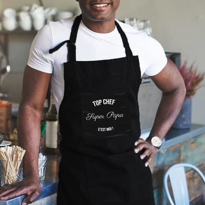 Tablier humoristique pour homme avec inscription « My Kitchen My Rules » -  Cadeau pour elle - Tablier de cuisine - Tablier de barbecue - Cadeau de  fête des pères, Noir 