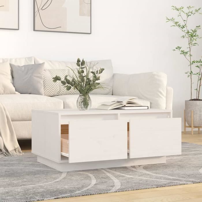 VidaXL Table basse blanc 102x50x36 cm bois d'ingénierie 823366 - Maison