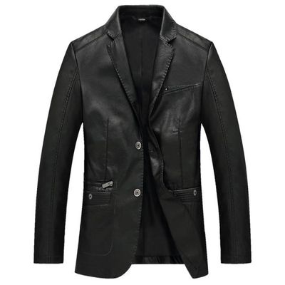 Veste En Cuir Pour Homme Taille L - Noire, Vintage, Occasion En Très Bon état
