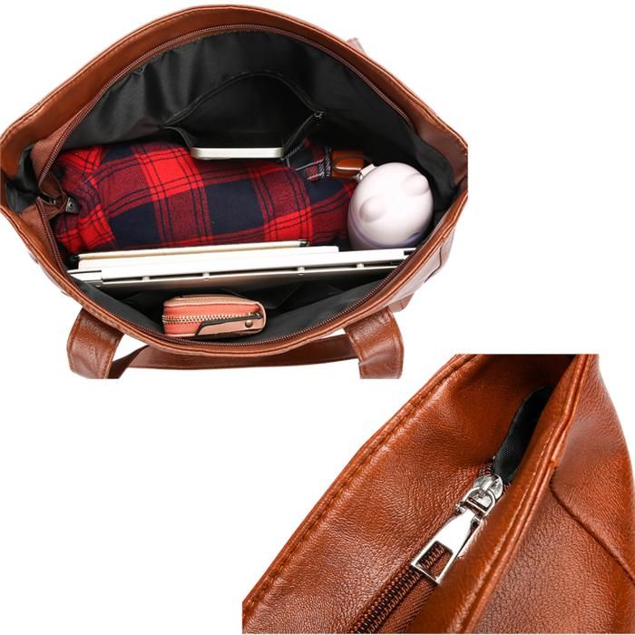 Sac à Main Femme Marron Sac Cabas Grande Capacité Cuir PU pour