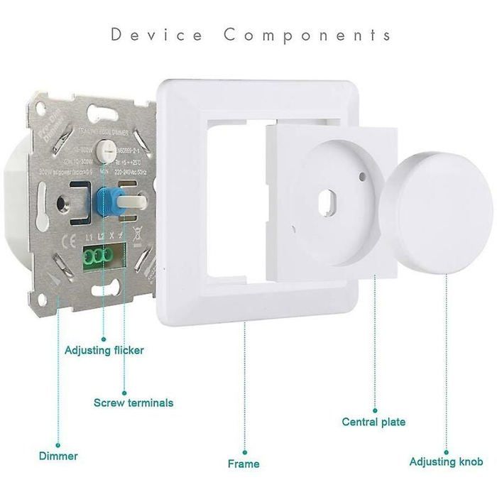 Variateur de Lumière,220-240v 5-200w Smart Button Interrupteurs et ...