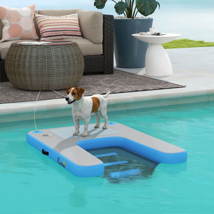 FBSPORT Plate-forme de quai flottante gonflable, 2,4 x 1,8 m, radeau flottant pour lac avec surface antidérapante, flotteurs de lac pour adultes, tapis de quai gonflable pour piscine, plage, océan