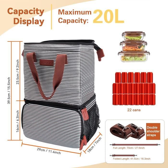 Sac Dos Isotherme 20L Sac Isotherme Repas Sac Dos Glaci re