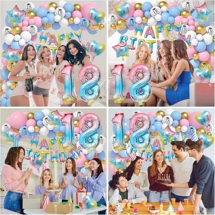 Bannière 'Happy 18th Birthday' - 90x180 Cm - Tissu Polyester - Décoration Intérieur/extérieur Fête Anniversaire - 7