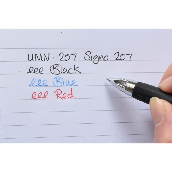 Lot De 12 Stylos Gel Uni-Ball Signo 207 - Encre Bleue 0.7mm Indélébile
