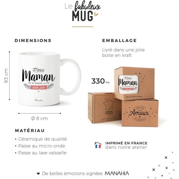 Mug Cadeau Maman Tasse - Merci Maman De Me Rendre La Vie Aussi Jolie ...