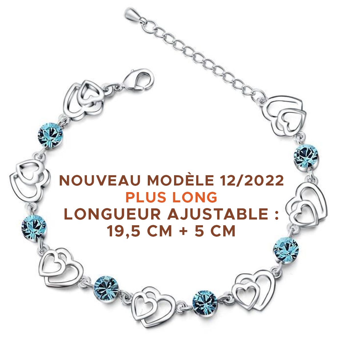 Bracelet Cristal Autrichien Doré 24k Avec 3 Cœurs - Sublime Et élégant - Neuf Avec étiquettes