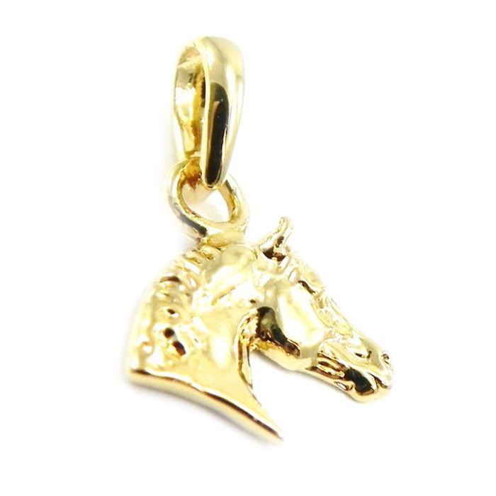 Médaille tête de cheval en laiton plaqué or : breloque équestre fait main - France