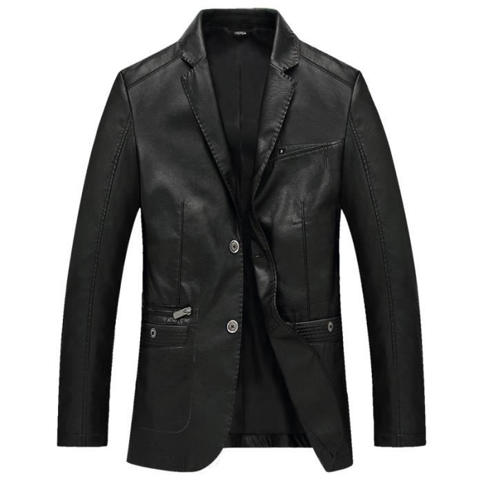 Blazer cuir sales noir homme