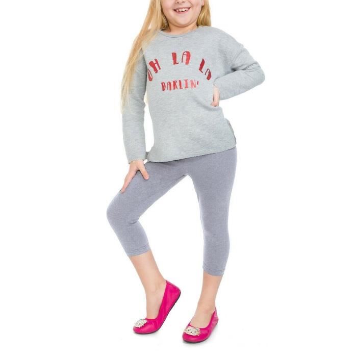 Legging court pour fille JS One 3 4 Coton Grise Grise