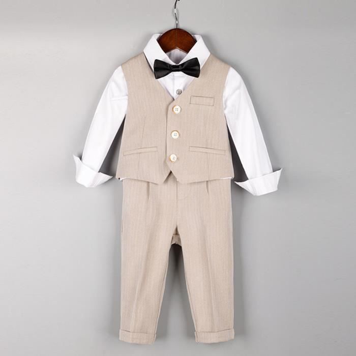 Costume beige garçon mariage hot sale