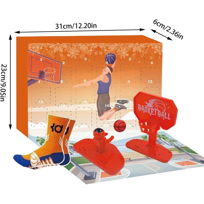 Calendrier De L'Avent Basket-ball - 24 Accessoires - Compte à Rebours Noël - Pour Fans, Famille, Athlètes