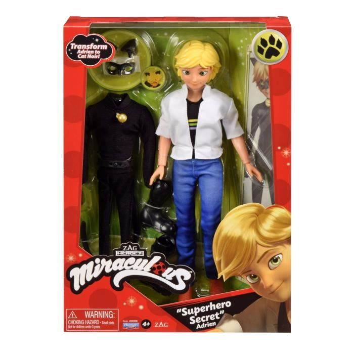 Pack 2 Poupées Miraculous Marinette & Adrien BANDAI – Avec Tenues Ladybug Et Chat Noir, Accessoires, 26 Cm, 4 Ans+