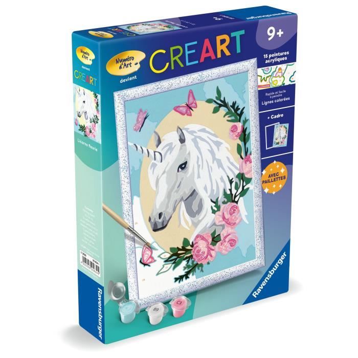 Kit Peinture Par Numéros Ravensburger CreArt Kids - Unicorn Academy: Wildstar, 13x18 Cm, Pour Enfants Dès 7 Ans