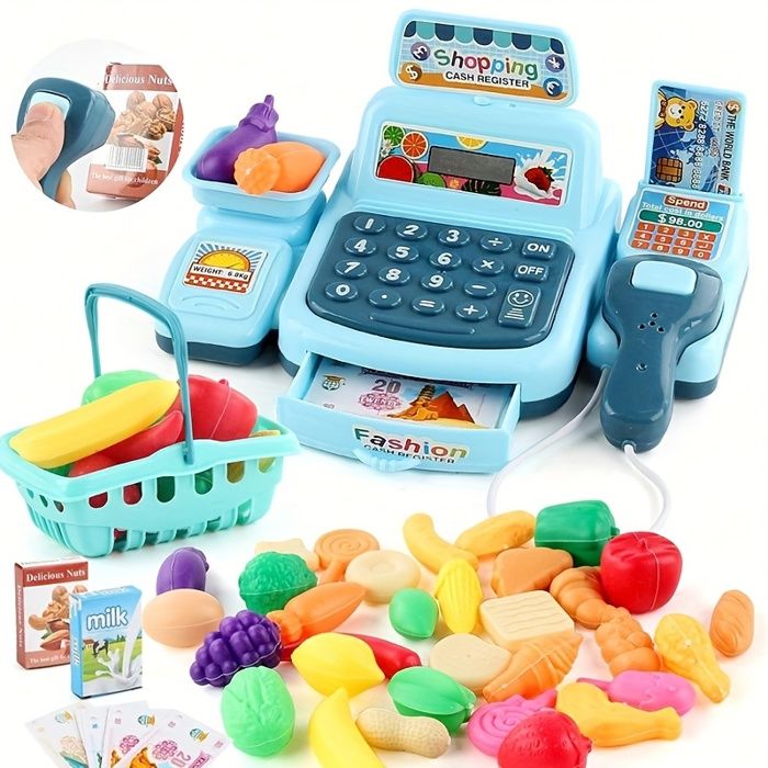 Caisse Enregistreuse Jouet Avec Scanner Et Calculatrice – Jeu De Rôle Pour Enfants 3-5 Ans, Rose, Cadeau Anniversaire