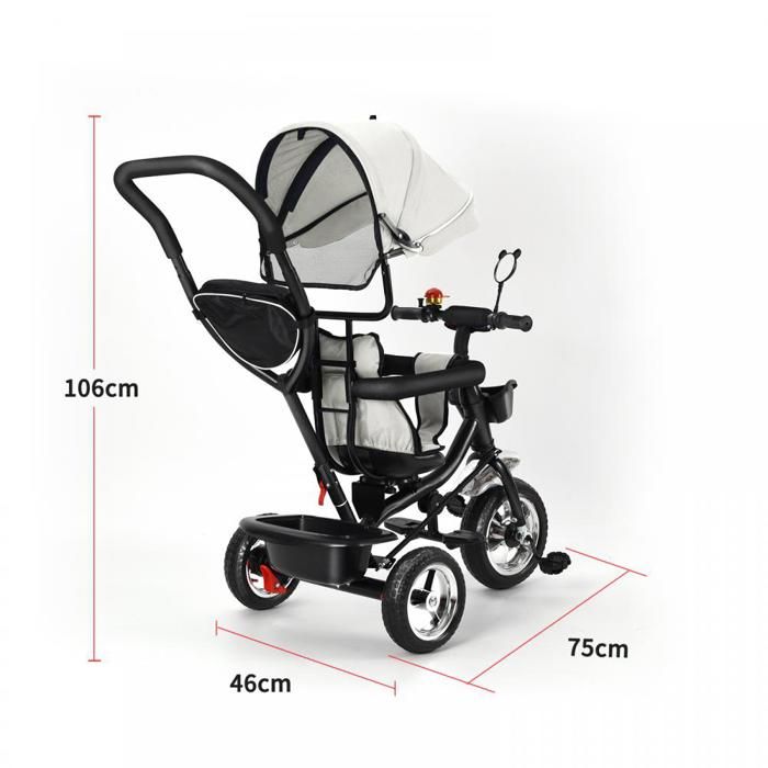 Tricycle Bébé, Draisienne Évolutif, Trike Bebe, Velo Poussette Bebe avec Cloches + Rétroviseurs + Panier de Rangement + Auvent Réglable + Tige Push-Pull (Bleu Tricycle Bébé, Draisienne Évolutif, Trike Bebe, Velo Poussette Bebe avec Cloches + Rétroviseurs + Panier de Rangement + Auvent Réglable + Tige Push-Pull (Bleu