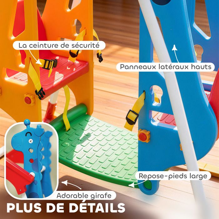 AIYAPLAY Balançoire pour Enfants 3-5 Ans 30 Kg Multicolore | Portique Balançoire, Double Siège Face à Face, Ceintures, Structure en Acier, Pour Salle de Jeu, Chambre AIYAPLAY Balançoire pour Enfants 3-5 Ans 30 Kg Multicolore | Portique Balançoire, Double Siège Face à Face, Ceintures, Structure en Acier, Pour Salle de Jeu, Chambre