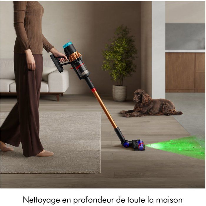 Aspirateur Balai Sans Fil V16 55KPa 600W 80 Min - Écran Tactile LED, Mode Auto, Anti-Emmêlement