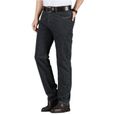 Jean Homme,Jeans Homme Regular en Coton Coupe Droite de Travail et Loisirs,Classique Pantalon Homme Jeans Mince d'été-Noir-0