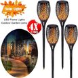 Stillcool® 4pcs Lampe de jardin solaire flamme étincelle étanches éclairage extérieure décoration patio pelouse-0