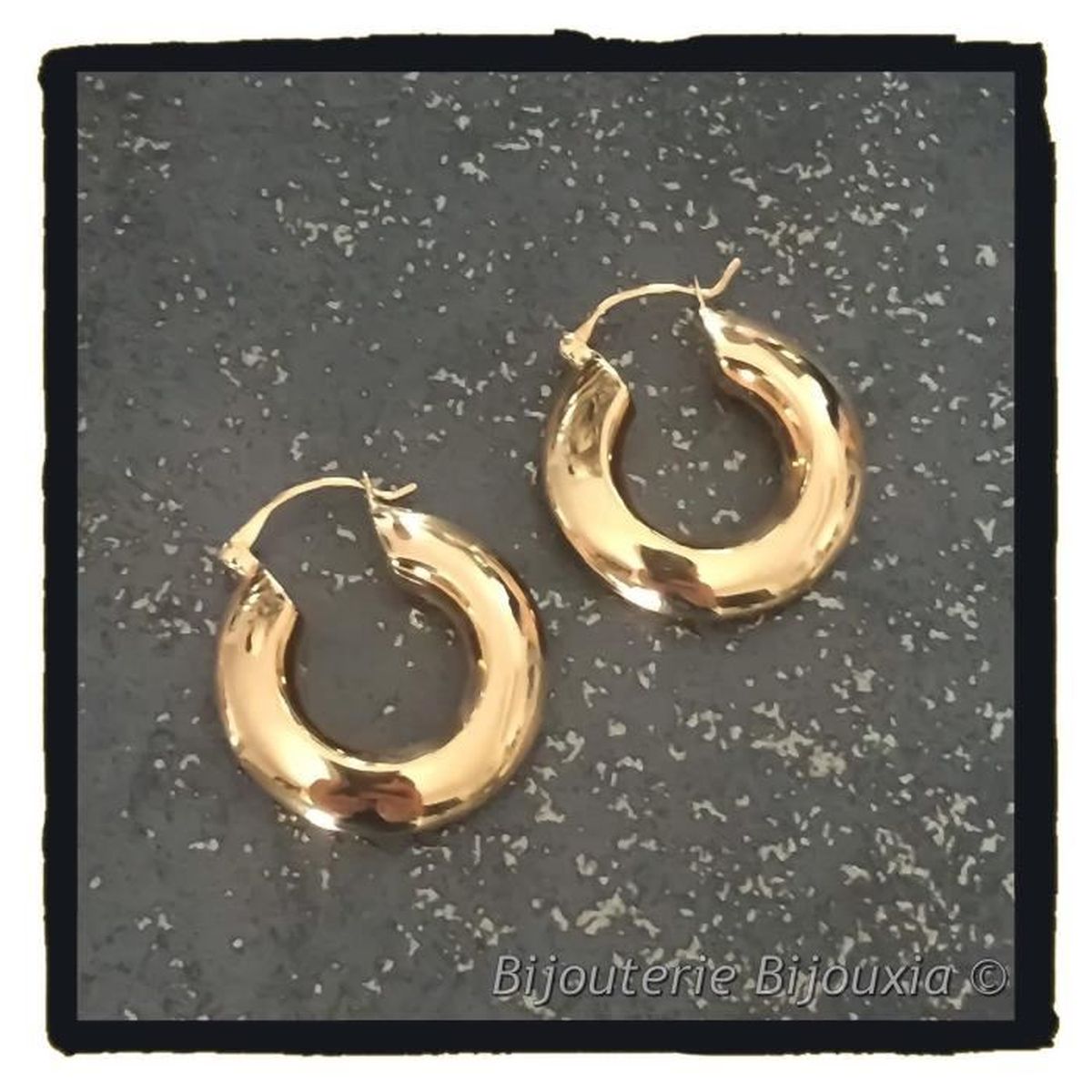 Boucles D/'oreilles Créoles Tubes 3cm Plaqué Or 18 Carats Bijoux Femme