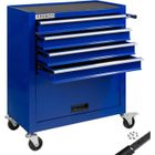 AREBOS Chariot d'atelier | Chariot à Outils |Servante d’Atelier | 4 Tiroirs | 4 roulettes | Tapis antidérapants | Bleu |62x33x76 cm