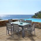 Salon de jardin Ensemble Modulo T 6 / 10 + F 6 Full Verre Gris Anthracite Wilsa Garden