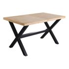 PEGANE Table à manger rectangulaire extensible en bois coloris chêne - pieds noir - Longueur 140-220 x profondeur 90 x hauteur 76 cm