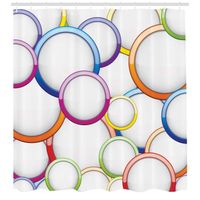Abakuhaus, Géométrique Rideaux de Douche, Cercles Rounds Motif, Multicolore, 175 x 200 CM